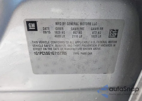 2016 Chevrolet Cruze Limited Ls Auto from USA, damaged, VIN 1G1PC5SG1G7157785